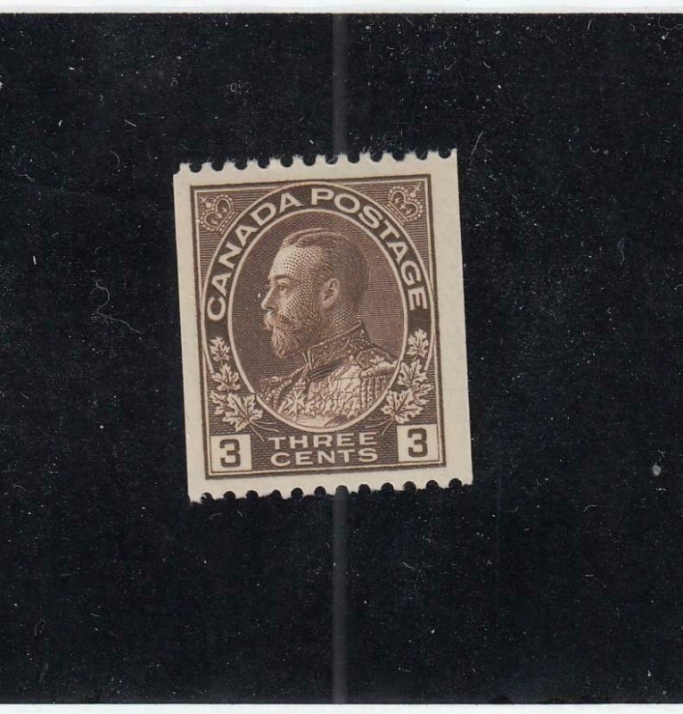CANADA (MK3753) # 134 VF-MNH  1 GLUE SPECK 3cts  KGV ADMIRAL COIL /BROWN CAT $50