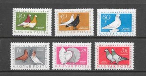 BIRDS - HUNGARY #1176-80, C175  PIGEONS  MNH