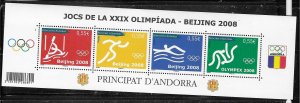 Andorra  #640  55c sheet of  4 2008 Summer Olympics   (MNH) CV $6.00