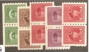 Canada  Scott #263-267 coil pairs  Mint H Scott CV $43.20