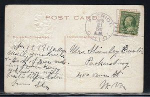 US Patriot OH Gallia Co. to Parkersburg WV 1911 Doane Cancel b934