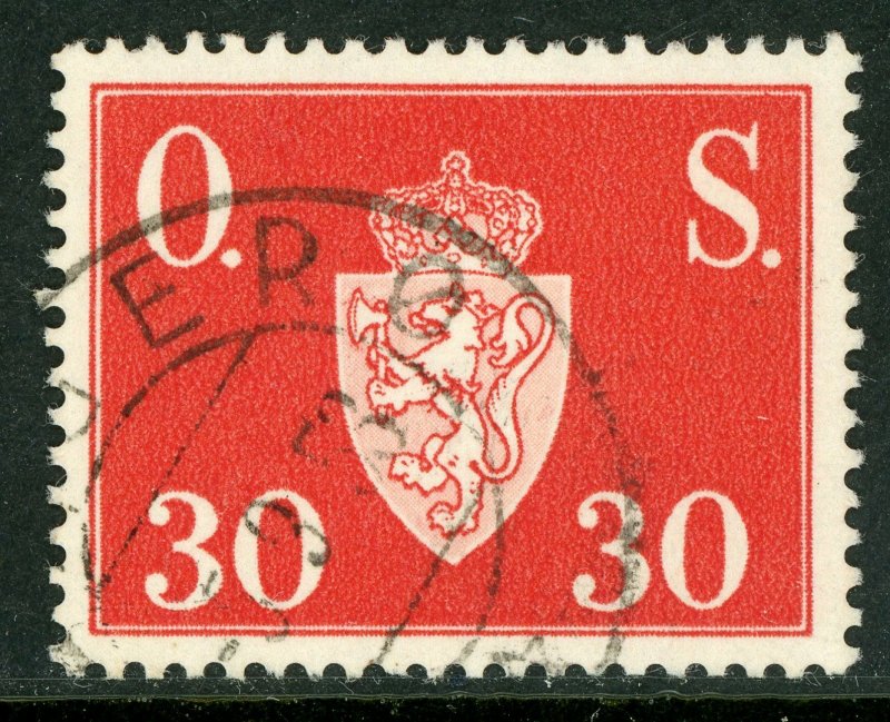 Norway 1951 Official 30 ore Scarlet Scott O61 VFU N791