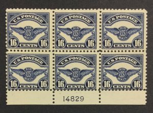 MOMEN: US STAMPS #C5 PLATE BLOCK MINT OG H/2NH $1,400 LOT #37559