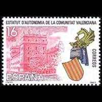 SPAIN 1983 - Scott# 2345 Valencia Autonomy Set of 1 NH