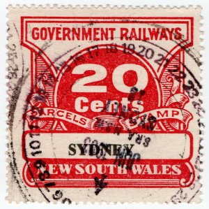 (I.B) Australia - NSW Government Railways : Parcel Stamp 20c (Sydney)