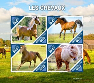 Niger 2019 MNH Horses Stamps Farm Animals Mustang Shetland Pony Morgan 4v M/S 