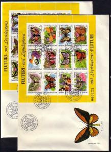 Romania, Scott cat. 3696-3697. 2 Butterfly sheets on 2 Large First day covers. ^