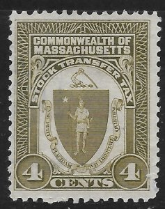 US 4c Massachusetts Stock Transfer Tax ~ MNG