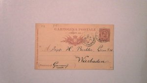ITALY 1893 POSTAL CARD TO GERMANY