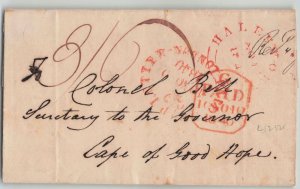 Great Britain 1840 Halesworth to Cape of Good Hope SHIP LETTER LONDON Stampless