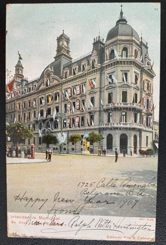 1906 Buenos Aires Argentina Picture Postcard cover to Leicester England