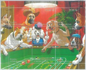 M1965 - TURKMENISTAN, 1999 MINIATURE SHEET: Dogs, Cassius M. Coolidge (?), Art