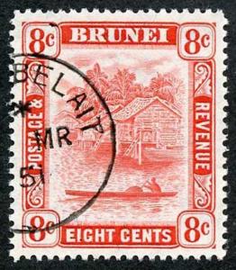 Brunei SG84 1951 8c red Perf 13 Fine Used