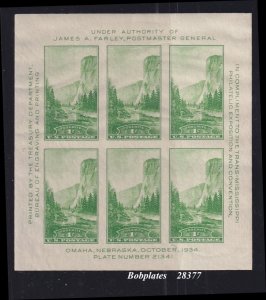 BOBPLATES #751 Trans Miss Yosemite Souvenir Sheet of 6 21341 VF LH SCV=$10