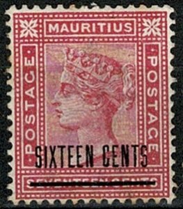 MAURITIUS QV 1883 16c optd 17c ROSE UNUSED SG115 Wmk.CROWN CA VGC