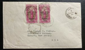 1934 Ubangi-Shari French Equatorial Africa Cover To Newark NJ USA Sc#63