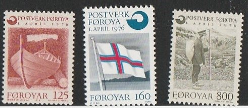 FAROE ISLANDS #21-3 MINT NEVER HINGED COMPLETE