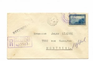 Place d'armes Montreal Registered 1939 13c single use Canada cover