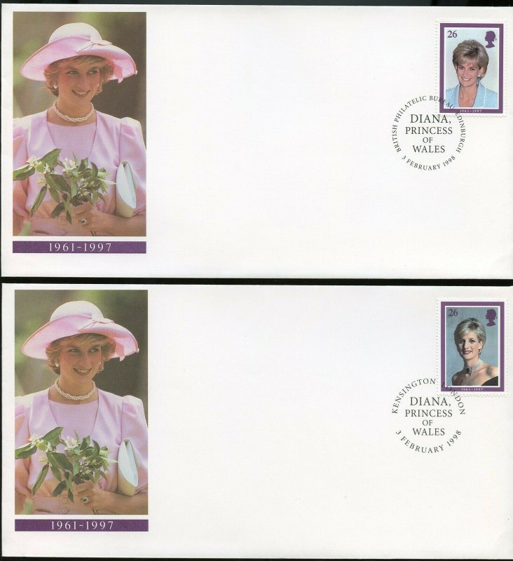 PRINCESS DIANA LOT OF TEN DIFFERENT FOREIGN FIRST DAY COVERS 