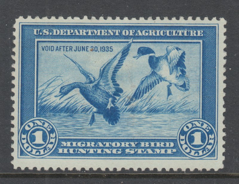 US Sc RW1 MNG. 1934 $1 Mallards Alighting Duck Stamp, sound, fresh, no gum