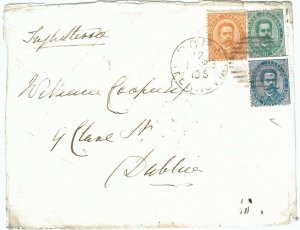 71277 - REGNO: UMBERTO I - STORIA POSTALE :  set di 4 BUSTE per l'IRLANDA 1882  