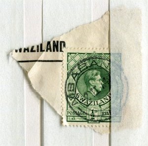 SWAZILAND; 1938 early GVI issue fine used POSTMARK PIECE Mbabane