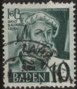 Germany (Baden) 5N33 (used) 10pf Hans Baldung Grien, dk grn (1948-49)