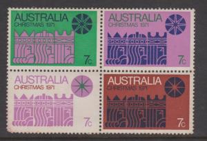 Australia 1971 Christmas Block of 4 MNH but toned and ugly