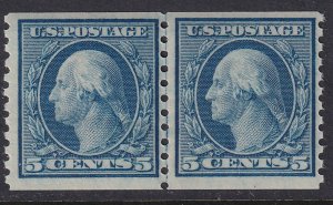 496 U.S. 1919 perf 10 vertical line pair 5¢ issue MNH CV $65.00