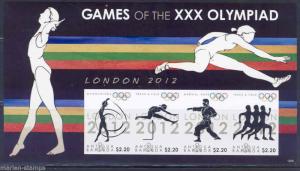 ANTIGUA  LONDON 2012 OLYMPIC GAMES  TRACK MARTIAL ARTS   IMPERFORATED SHEET NH