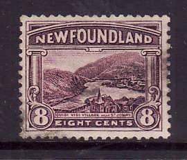 Newfoundland-Sc#137-used 8c dull violet Quidi Vidi-1923-24-Nfw105 -