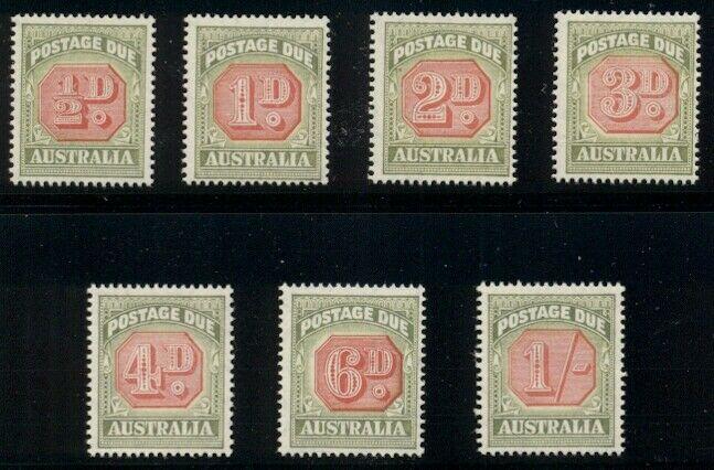 AUSTRALIA #J64-70, Complete Postage Due set, og, NH, VF, Scott $400.00