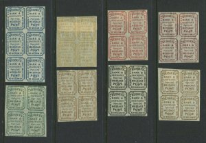 87L27//87L35 Husseys Post New York *RARE* Lot of 8 Mint Blocks of Stamps (By257)