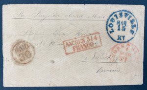 1857 Louisville KY Usa Stampless Cover To Nurnberg Germany