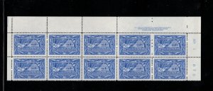 Canada #302 Very Fine Never Hinged Plate Block Of Ten