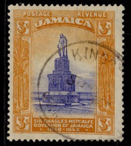 JAMAICA GV SG87, 3s violet-blue & orange, FINE USED. Cat £140. WMK MULT CROWN