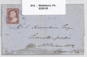 US Scott #10 used on cover