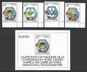 Honduras 1981 Soccer Cup #C703-C706 Set + #C707 Sheet VF-NH CV 8.25