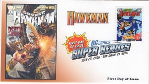 AO-4084t-1, 2006, DC Comics Super Heroes, Hawkman Cover, FDC, Add-on Cachet. Dig