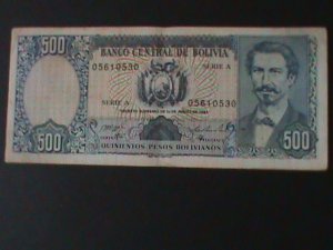 ​BOLIVIA-1981-CENTRAL BANK $500 BOLIVIANOS.LT.CIRULATED NOTE-VF LAST ONE