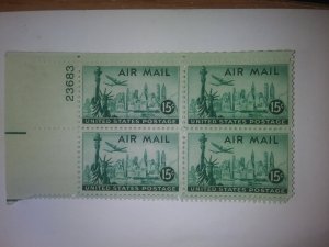 SCOTT # C35 PLATE BLOCK GEM MINT NEVER HINGED AIR MAIL