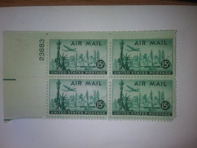 SCOTT # C35 PLATE BLOCK GEM MINT NEVER HINGED AIR MAIL