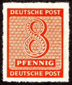 1945, Germany, 8pf, MNH, Mi 118DX (Rouletted 16)