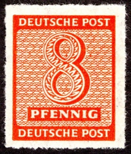 1945, Germany, 8pf, MNH, Mi 118DX (Rouletted 16)