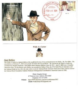 5831 - FDC - $1.16 Saul Bellow 3-ounce - Wally Jr  Cachet - Bullseye - Hadley,MA