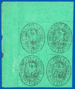 1862-4 BOYD'S CITY EXPRESS Local Stamp BLK/4, Scott #20L15a, Mint-OG, SCV $100+!