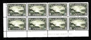 Canada-Sc#225-Unused NH 20c olive green Niagara Falls-og plate #1 block of 8-193