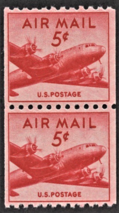 US C37 MNH VF 5 Cent DC-4 Skymaster Pair
