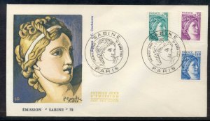 France 1978 Sabine, 20,50,1.40f FDC