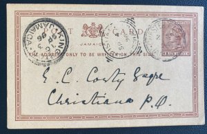 1896 Chester Jamaica Postal Stationery Postcard Cover To Christiana